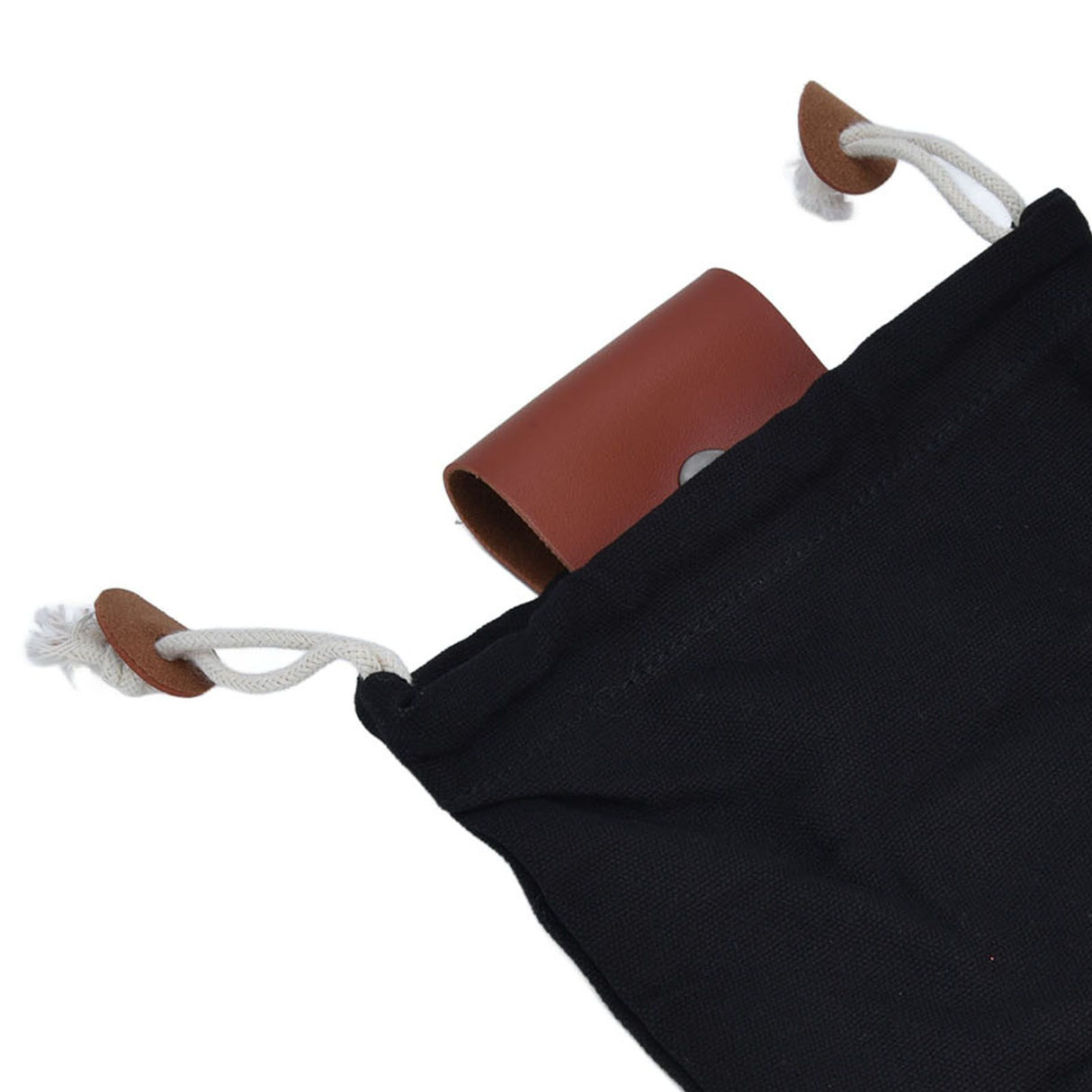 Foraging Pouch PU Leather Canvas Fruit Picking Storage Bag Waist Hanging Tool Bag for Outdoor CampingBlack