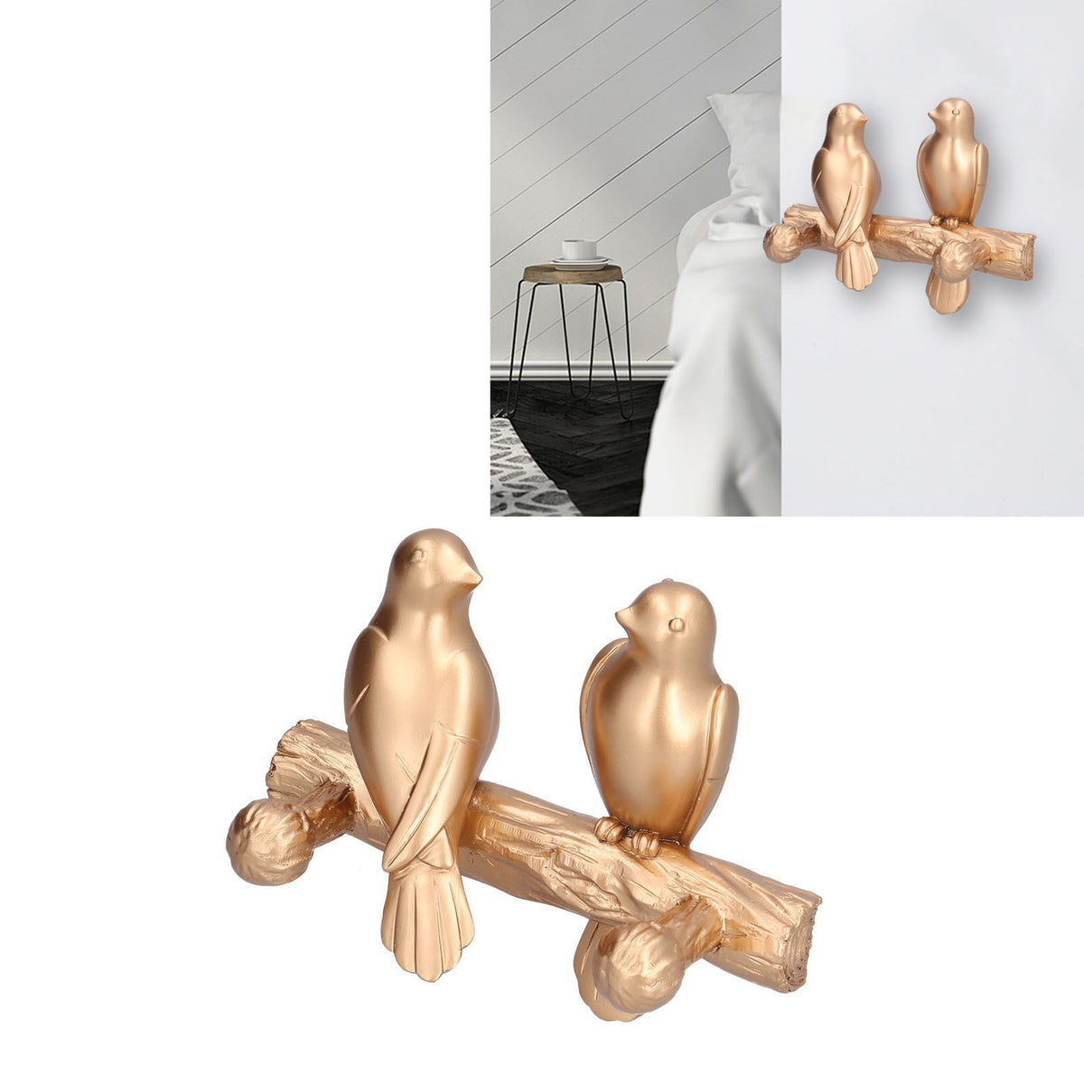 Decorative Hook Golden Bird Branch Wall Mounted Hook for Home Dining Room Kitchen Coffee ShopGold