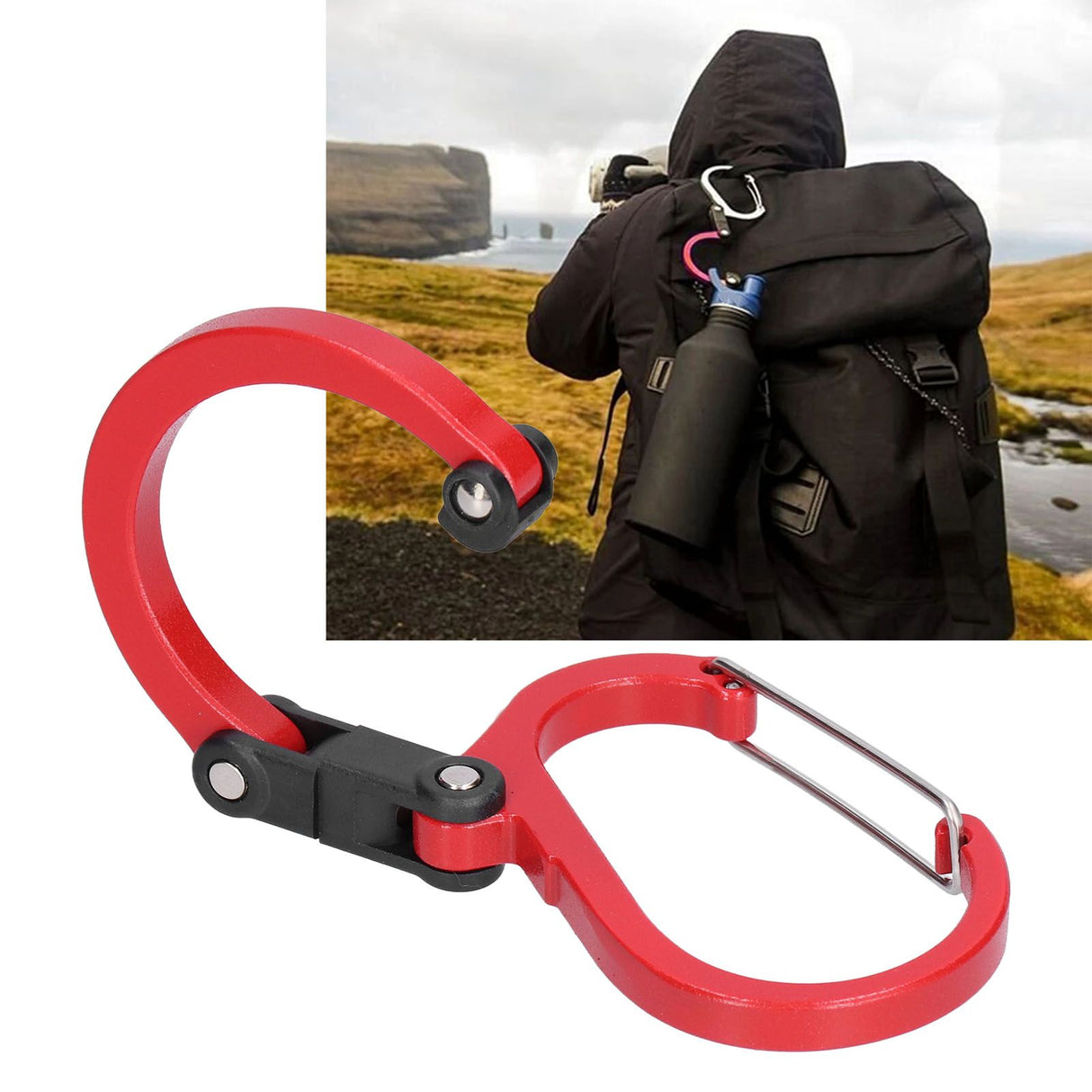 Climbing Carabiner D Type Carabiner Hook Aluminium Alloy Hanging Carabiner Clip for OutdoorRed