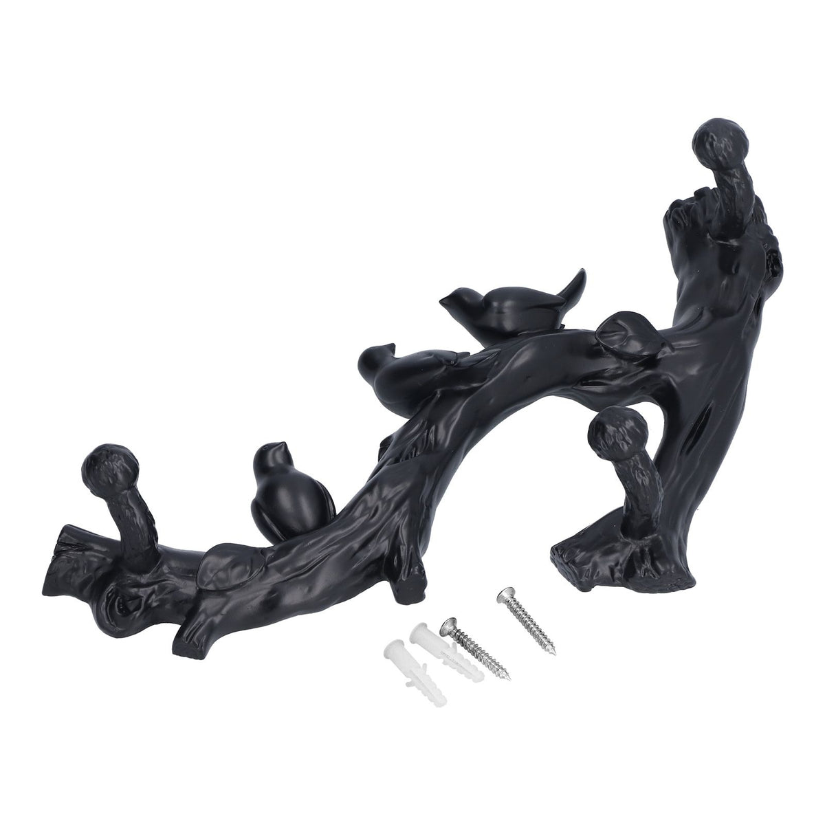 Decorative Hook Black Bird Branch Shape Three Dimensional Wall Mounted Home Decoration AccessoriesSmall (29.5cm)