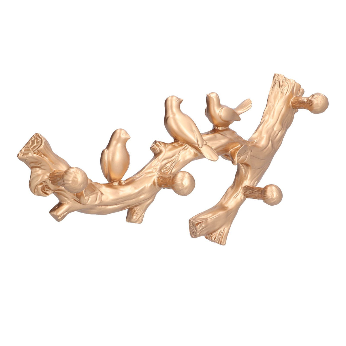 Decorative Hook Golden Bird Branch Shape Three Dimensional Wall Mounted Home Decoration AccessoriesMedium (38cm)
