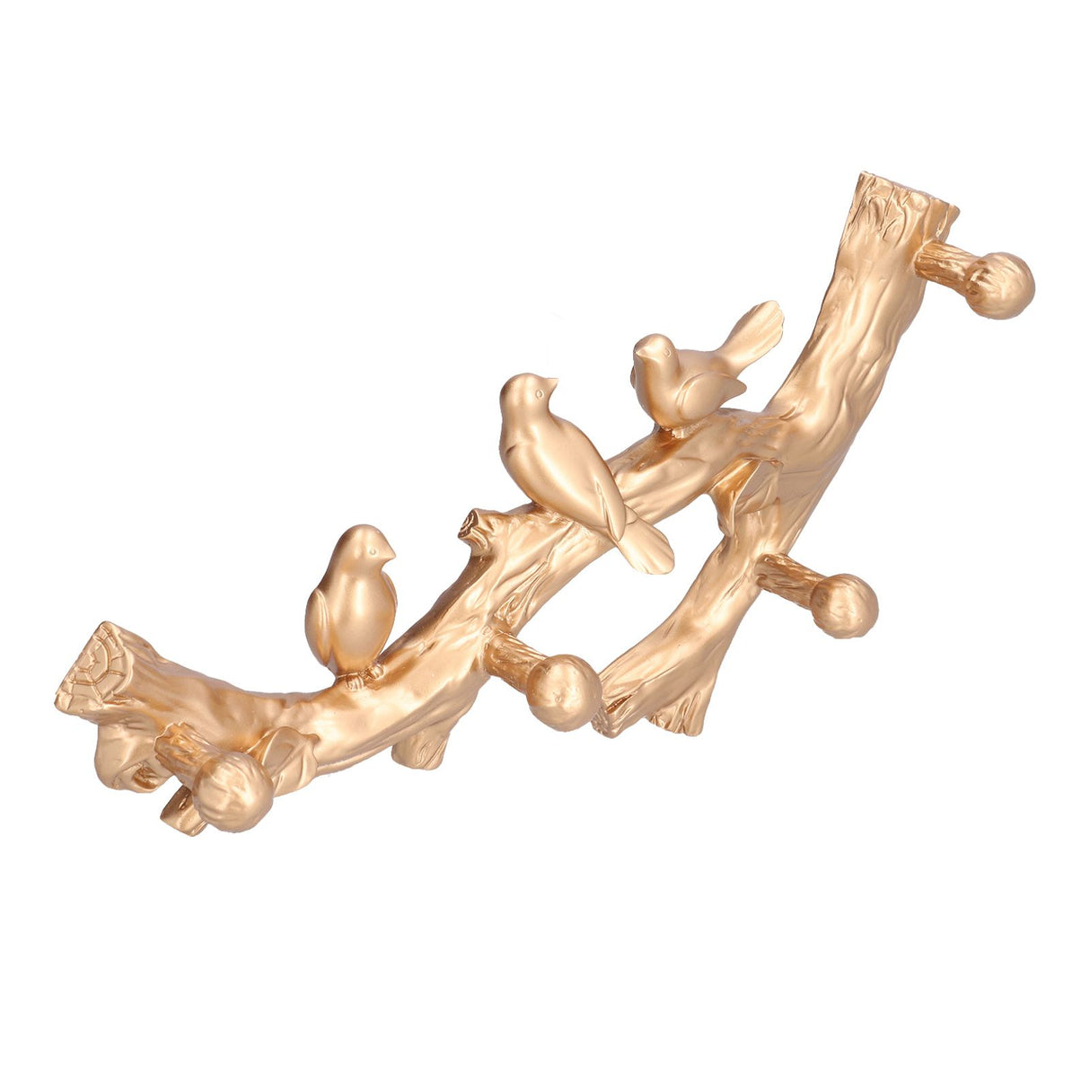 Decorative Hook Golden Bird Branch Shape Three Dimensional Wall Mounted Home Decoration AccessoriesMedium (38cm)
