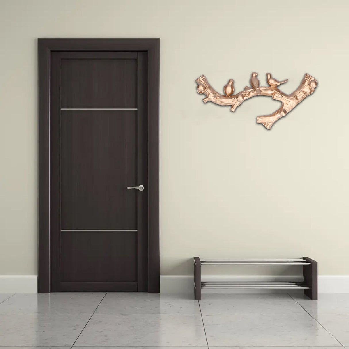 Decorative Hook Golden Bird Branch Shape Three Dimensional Wall Mounted Home Decoration AccessoriesMedium (38cm)