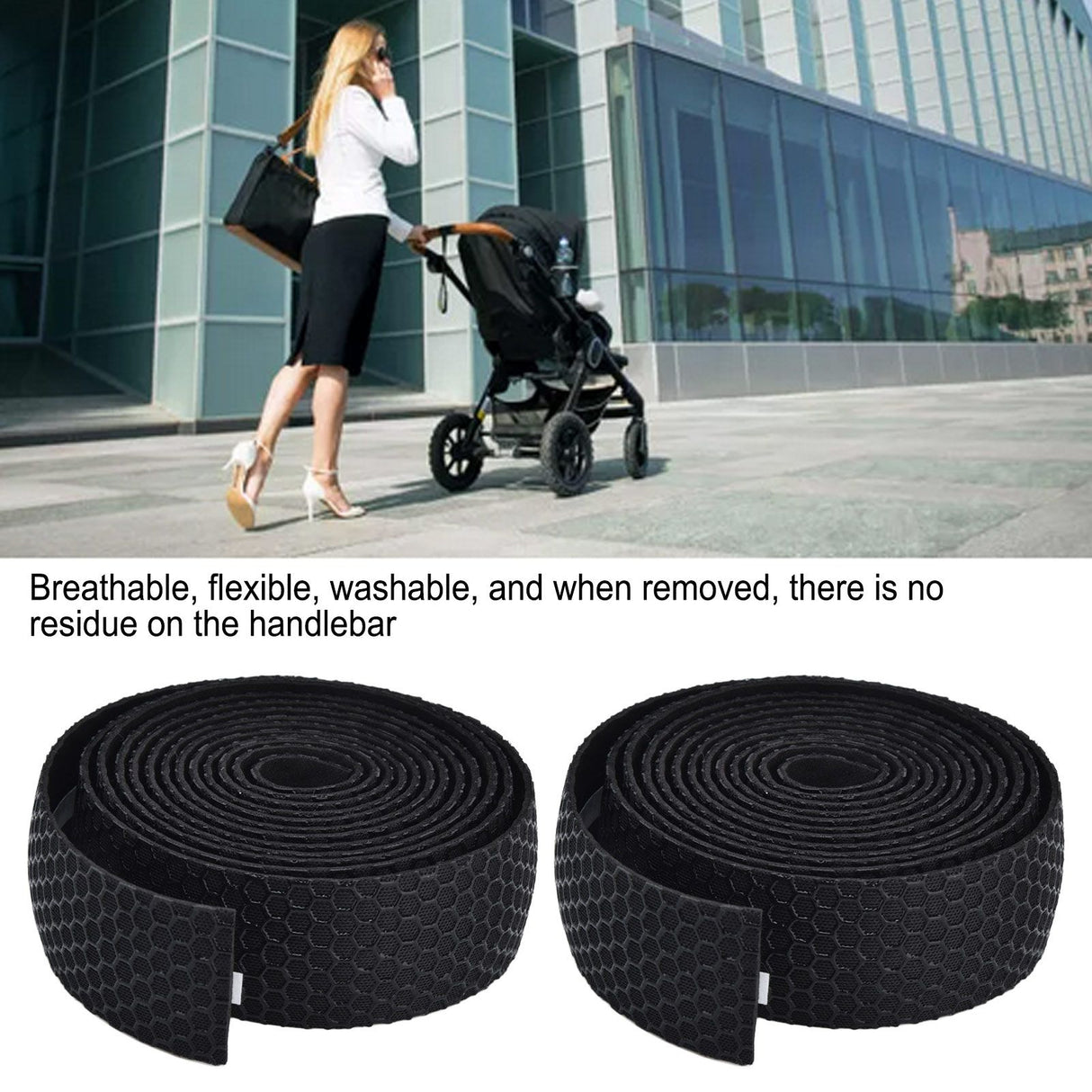 Handlebar Tape Quick Dry Anti Slip Tape Synthetic Sponge Bicycle Cycling Wrap Tape for Outdoor ExerciseBlack