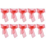 10Pcs Organza Banquet Chair Sash Exquisite Chair Bows Sashes for Wedding Party DecorationBright Red