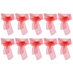 10Pcs Organza Banquet Chair Sash Exquisite Chair Bows Sashes for Wedding Party DecorationBright Red