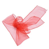 10Pcs Organza Banquet Chair Sash Exquisite Chair Bows Sashes for Wedding Party DecorationBright Red - Front View