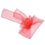 10Pcs Organza Banquet Chair Sash Exquisite Chair Bows Sashes for Wedding Party DecorationBright Red - Side View