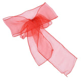 10Pcs Organza Banquet Chair Sash Exquisite Chair Bows Sashes for Wedding Party DecorationBright Red - Top-Down View