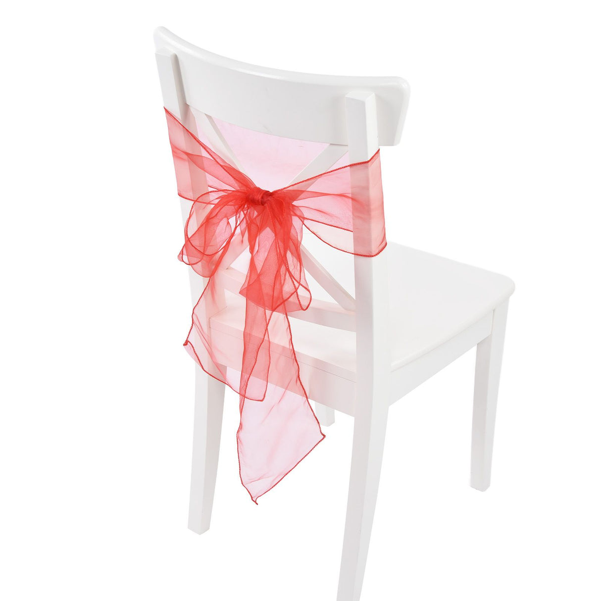 10Pcs Organza Banquet Chair Sash Exquisite Chair Bows Sashes for Wedding Party DecorationBright Red