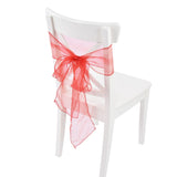 10Pcs Organza Banquet Chair Sash Exquisite Chair Bows Sashes for Wedding Party DecorationBright Red