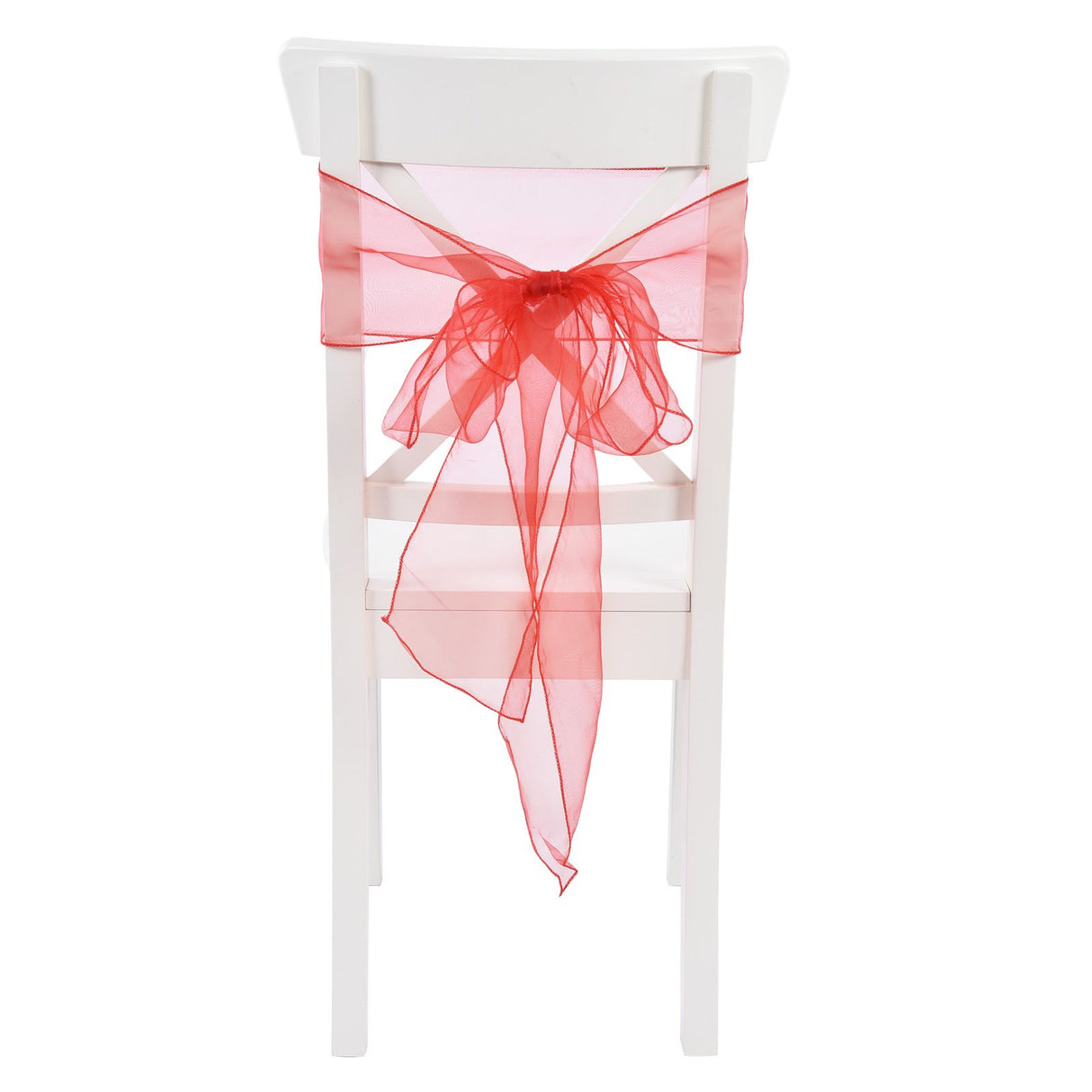10Pcs Organza Banquet Chair Sash Exquisite Chair Bows Sashes for Wedding Party DecorationBright Red
