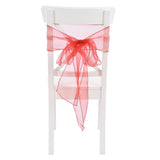 10Pcs Organza Banquet Chair Sash Exquisite Chair Bows Sashes for Wedding Party DecorationBright Red