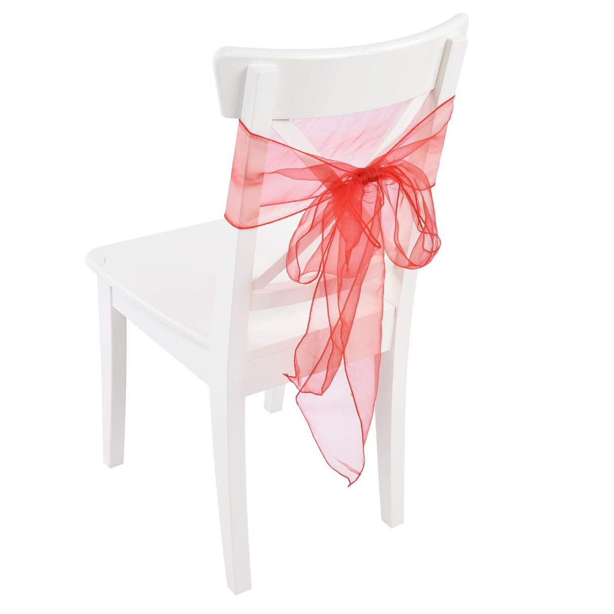 10Pcs Organza Banquet Chair Sash Exquisite Chair Bows Sashes for Wedding Party DecorationBright Red