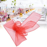 10Pcs Organza Banquet Chair Sash Exquisite Chair Bows Sashes for Wedding Party DecorationBright Red