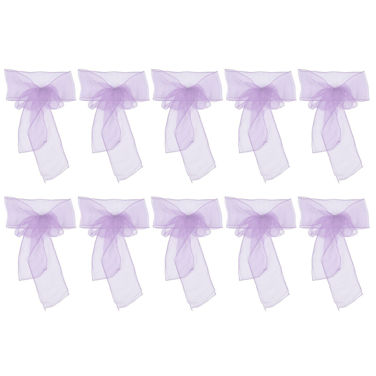 10Pcs Organza Banquet Chair Sash Exquisite Chair Bows Sashes for Wedding Party DecorationLight Purple