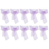 10Pcs Organza Banquet Chair Sash Exquisite Chair Bows Sashes for Wedding Party DecorationLight Purple