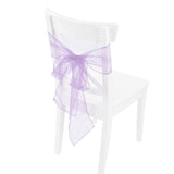 10Pcs Organza Banquet Chair Sash Exquisite Chair Bows Sashes for Wedding Party DecorationLight Purple