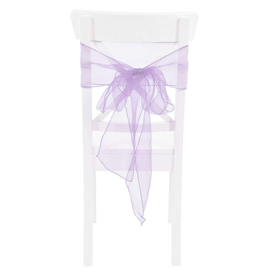 10Pcs Organza Banquet Chair Sash Exquisite Chair Bows Sashes for Wedding Party DecorationLight Purple