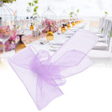 10Pcs Organza Banquet Chair Sash Exquisite Chair Bows Sashes for Wedding Party DecorationLight Purple - Extra Image