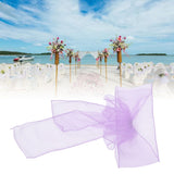 10Pcs Organza Banquet Chair Sash Exquisite Chair Bows Sashes for Wedding Party DecorationLight Purple - Extra Image