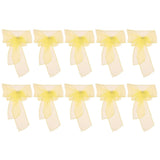 10Pcs Organza Banquet Chair Sash Exquisite Chair Bows Sashes for Wedding Party DecorationBright Yellow