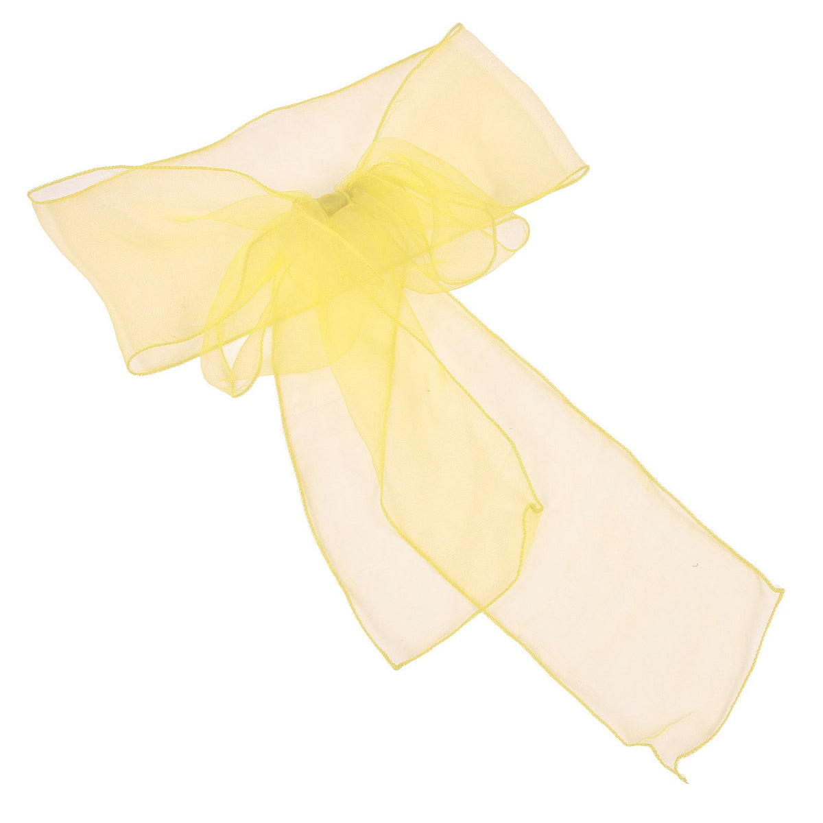 10Pcs Organza Banquet Chair Sash Exquisite Chair Bows Sashes for Wedding Party DecorationBright Yellow