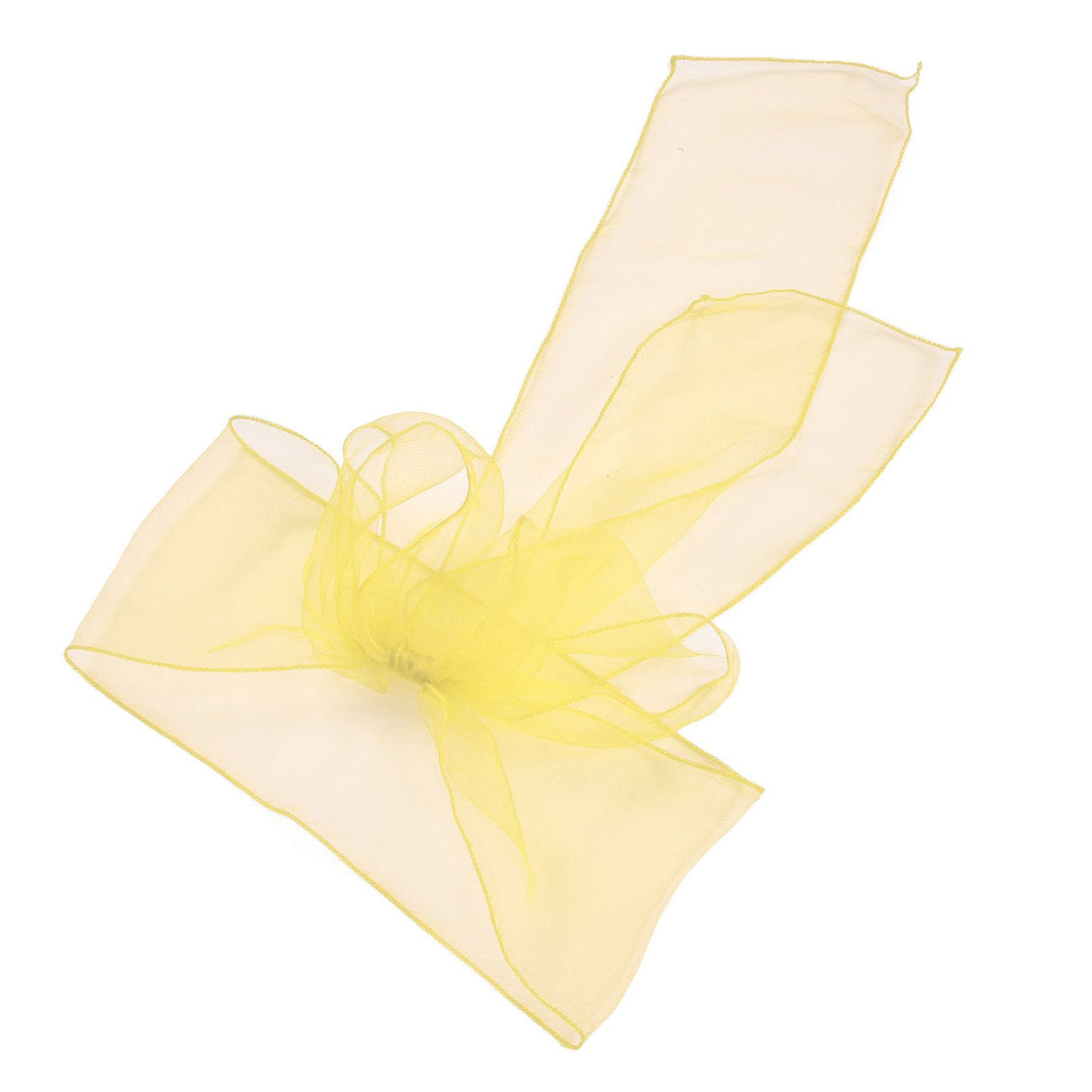 10Pcs Organza Banquet Chair Sash Exquisite Chair Bows Sashes for Wedding Party DecorationBright Yellow