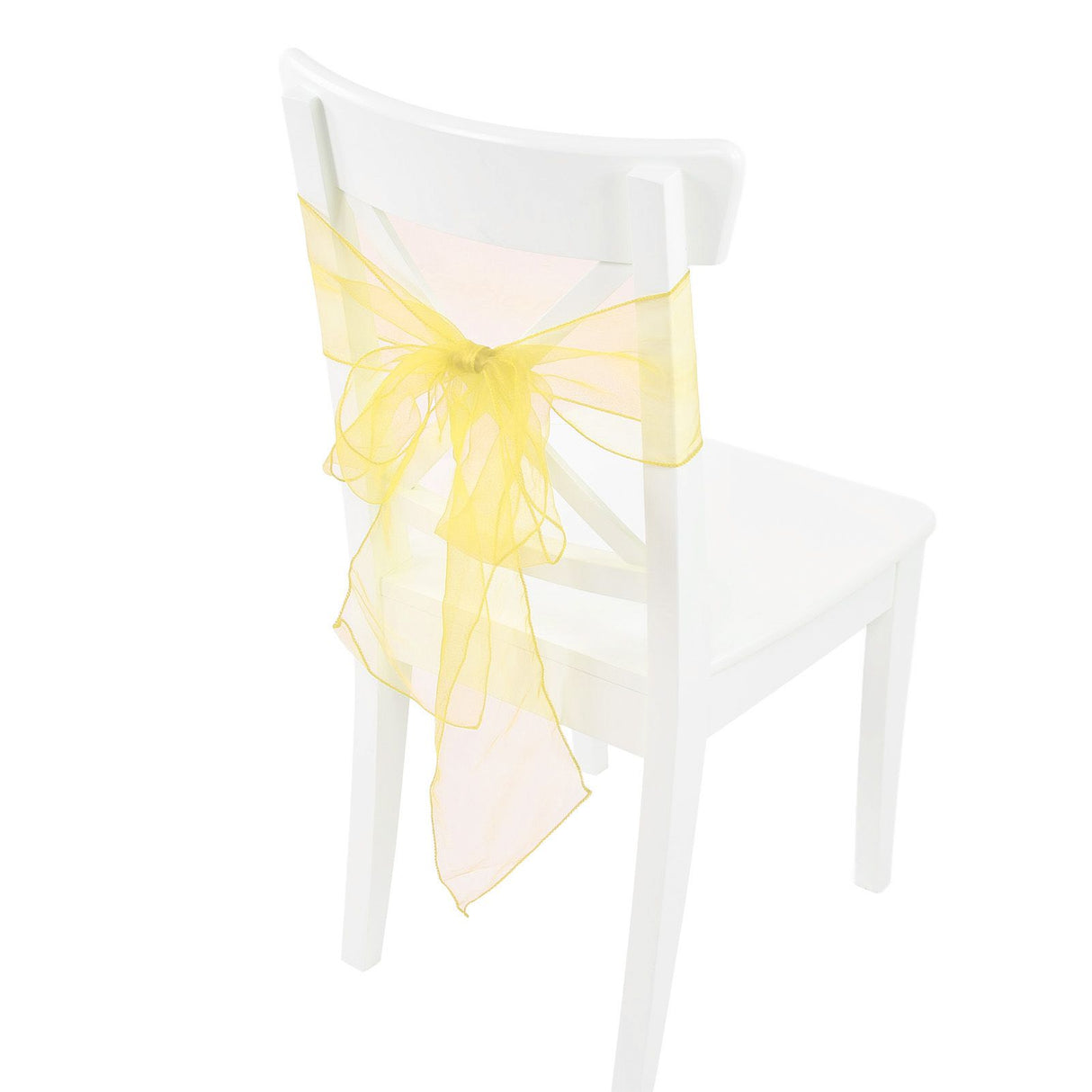 10Pcs Organza Banquet Chair Sash Exquisite Chair Bows Sashes for Wedding Party DecorationBright Yellow