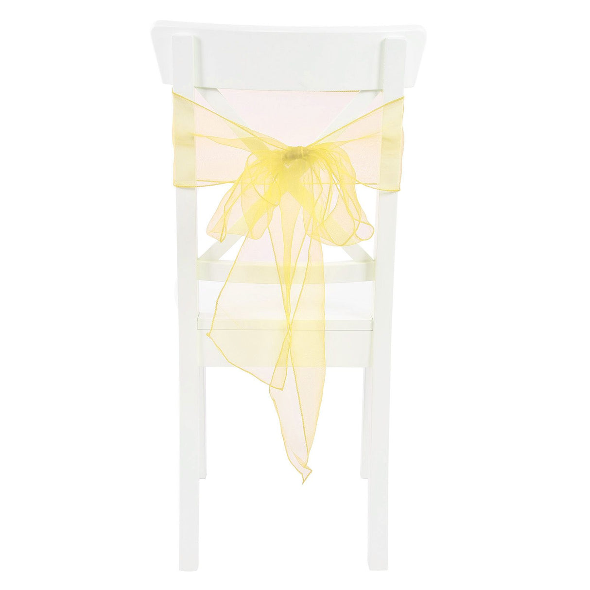 10Pcs Organza Banquet Chair Sash Exquisite Chair Bows Sashes for Wedding Party DecorationBright Yellow