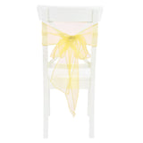 10Pcs Organza Banquet Chair Sash Exquisite Chair Bows Sashes for Wedding Party DecorationBright Yellow