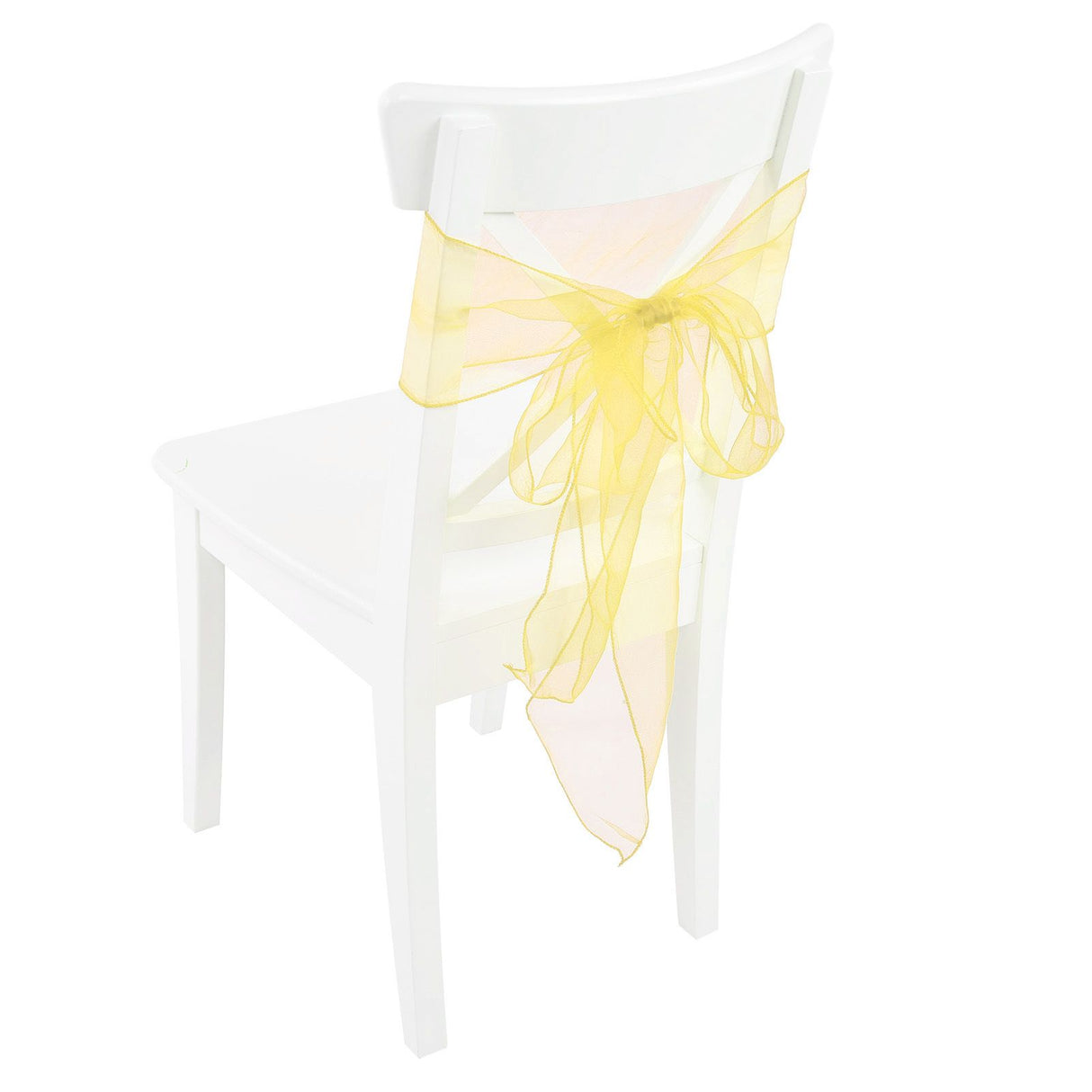 10Pcs Organza Banquet Chair Sash Exquisite Chair Bows Sashes for Wedding Party DecorationBright Yellow