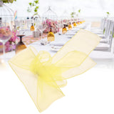 10Pcs Organza Banquet Chair Sash Exquisite Chair Bows Sashes for Wedding Party DecorationBright Yellow - Extra Image