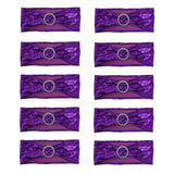 10Pcs Chair Cover Bands Elastic Stretch Sashes Bows for Wedding Banquet Hotel DecorationPurple
