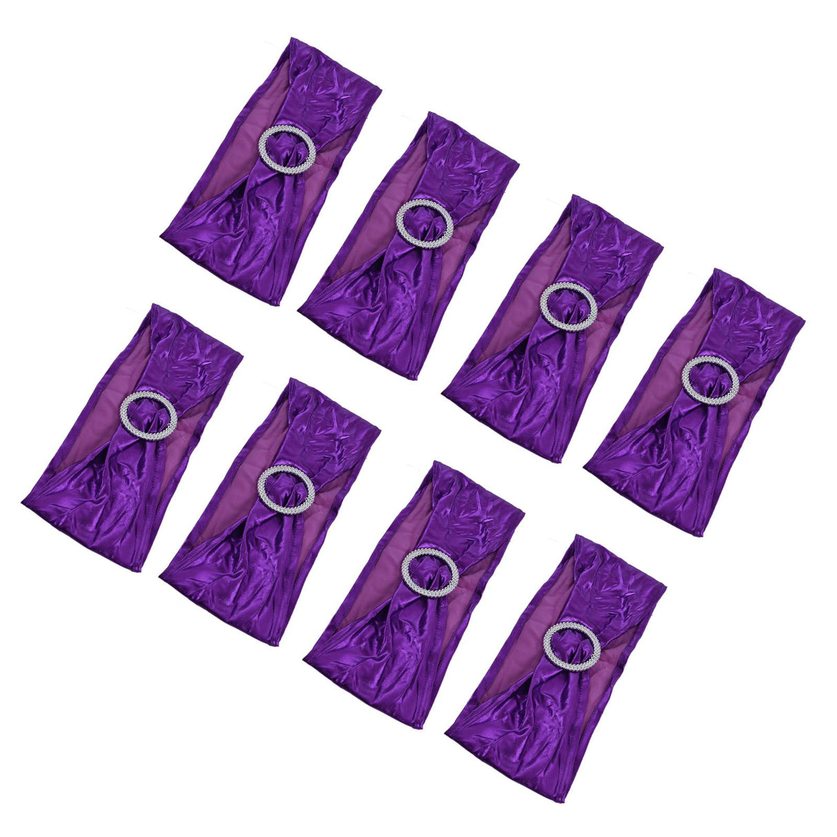 10Pcs Chair Cover Bands Elastic Stretch Sashes Bows for Wedding Banquet Hotel DecorationPurple