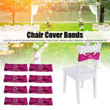 10Pcs Chair Cover Bands Elastic Stretch Sashes Bows for Wedding Banquet Hotel DecorationRose Red - Extra Image