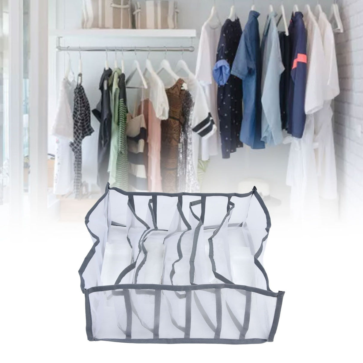 Underwear Organizer Mesh Foldable Breathable Multi Cells Socks Storage Box for Bras Panties6 Cells