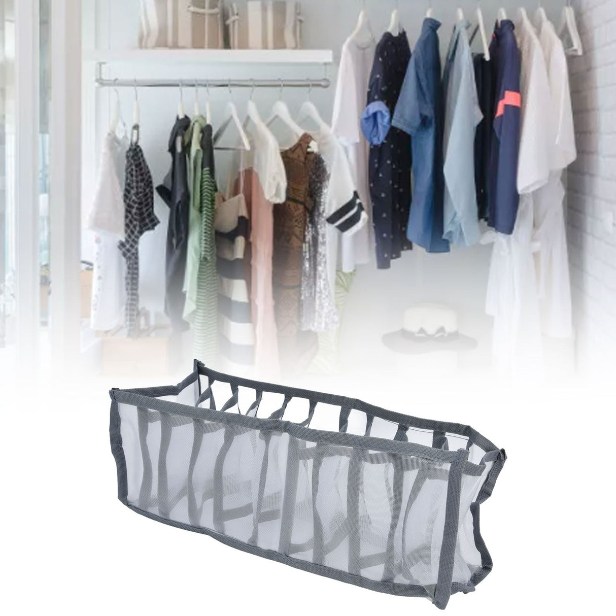 Underwear Organizer Mesh Foldable Breathable Multi Cells Socks Storage Box for Bras Panties11 Cells