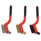 Wire Brush Set Brass Stainless Steel Bristles with Curved Handle Grip for Kitchen Gas Stove Range Hood - Top-Down View