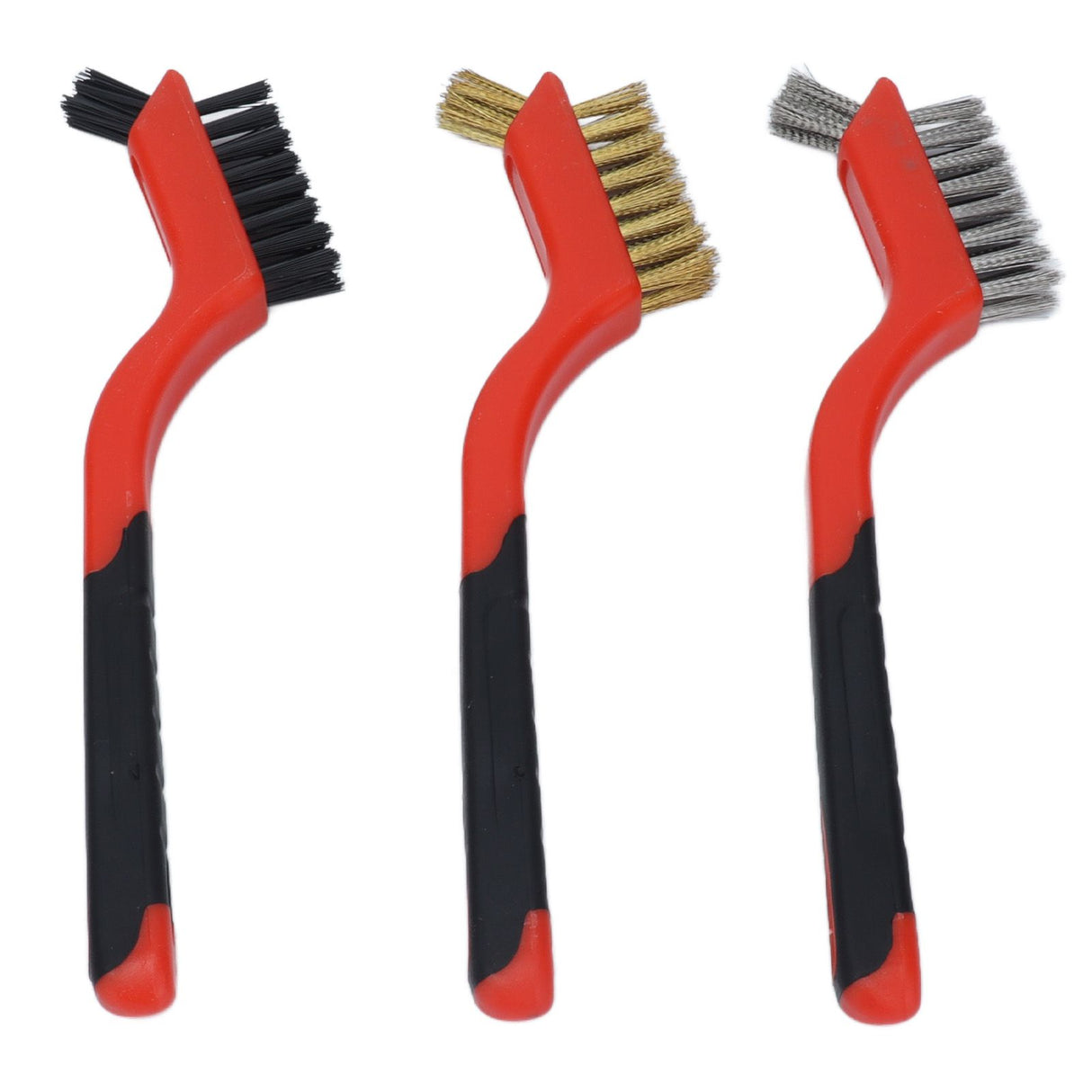 Wire Brush Set Brass Stainless Steel Bristles with Curved Handle Grip for Kitchen Gas Stove Range Hood