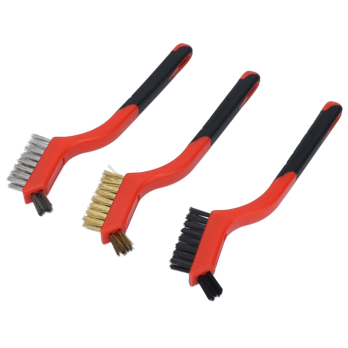 Wire Brush Set Brass Stainless Steel Bristles with Curved Handle Grip for Kitchen Gas Stove Range Hood