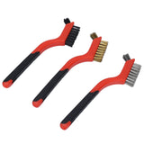 Wire Brush Set Brass Stainless Steel Bristles with Curved Handle Grip for Kitchen Gas Stove Range Hood