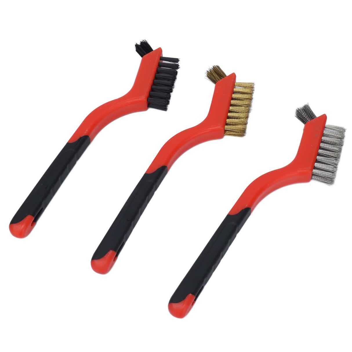 Wire Brush Set Brass Stainless Steel Bristles with Curved Handle Grip for Kitchen Gas Stove Range Hood