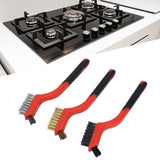 Wire Brush Set Brass Stainless Steel Bristles with Curved Handle Grip for Kitchen Gas Stove Range Hood