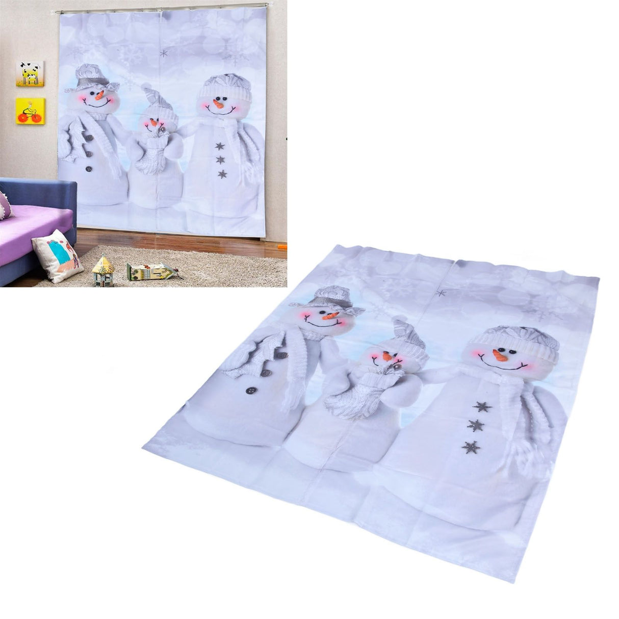 Christmas Curtain Personalized 3D Digital Printing Window Drapes Shower Curtain Blackout Waterproof Curtains150x166cm