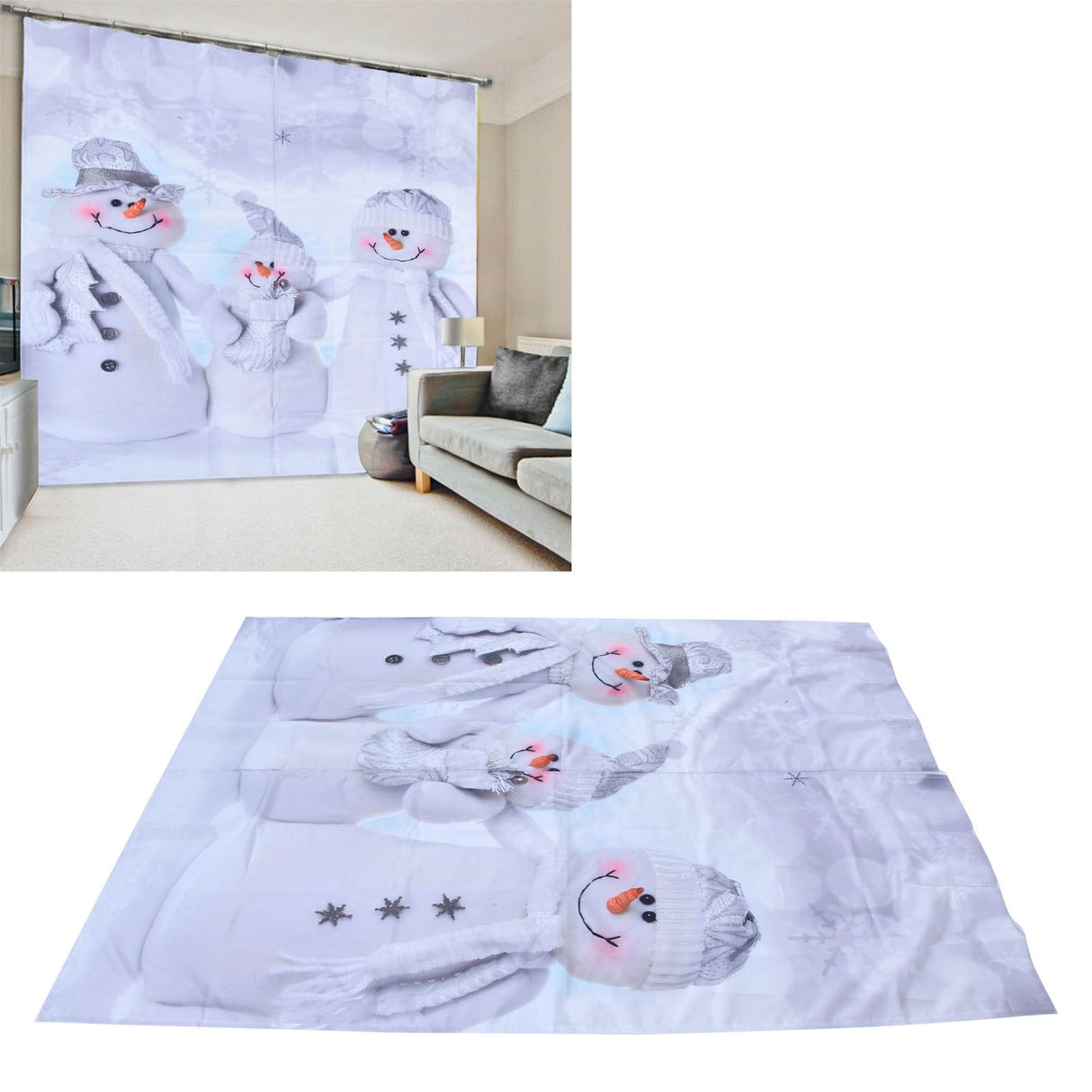 Christmas Curtain Personalized 3D Digital Printing Window Drapes Shower Curtain Blackout Waterproof Curtains150x166cm