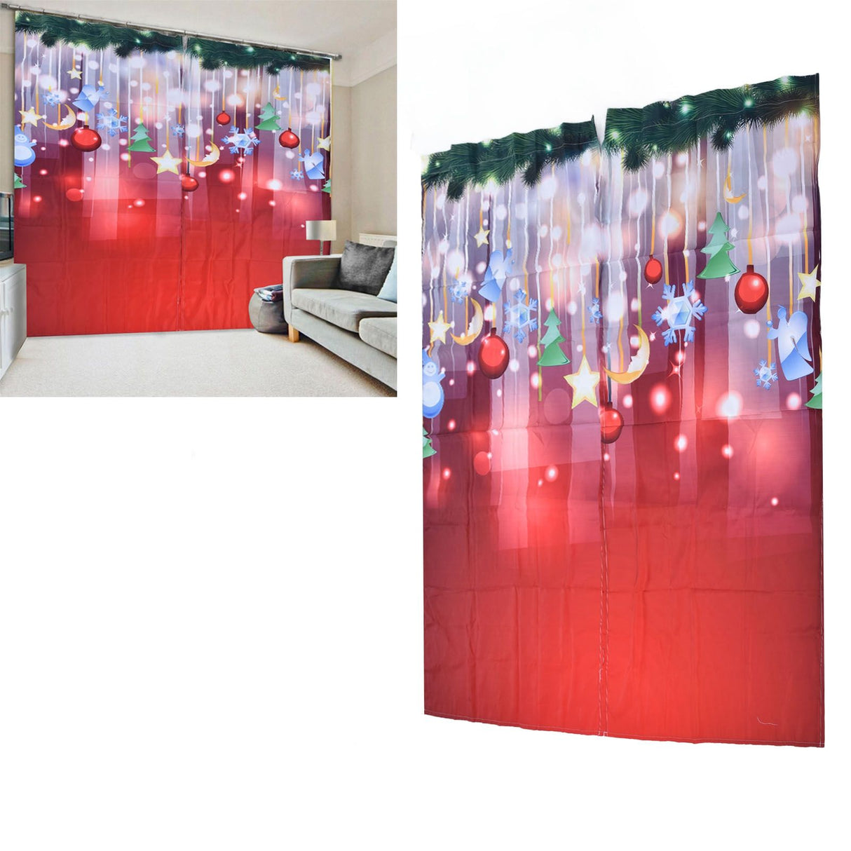 3D Digital Printing Christmas Curtain Individuality Creativity Blackout Curtain for Christmas Decoration170x 200cm