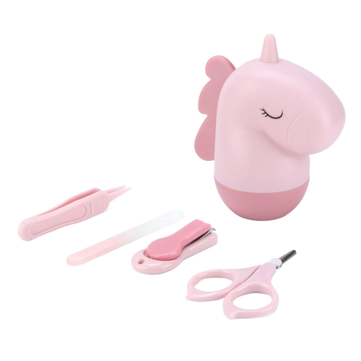 Nail Clippers Kit Cartoon Shape Stainless Steel Baby Nail Trimmer with Tweezers Nail File Storage Box for Baby Nail CarePink