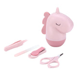 Nail Clippers Kit Cartoon Shape Stainless Steel Baby Nail Trimmer with Tweezers Nail File Storage Box for Baby Nail CarePink