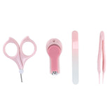 Nail Clippers Kit Cartoon Shape Stainless Steel Baby Nail Trimmer with Tweezers Nail File Storage Box for Baby Nail CarePink